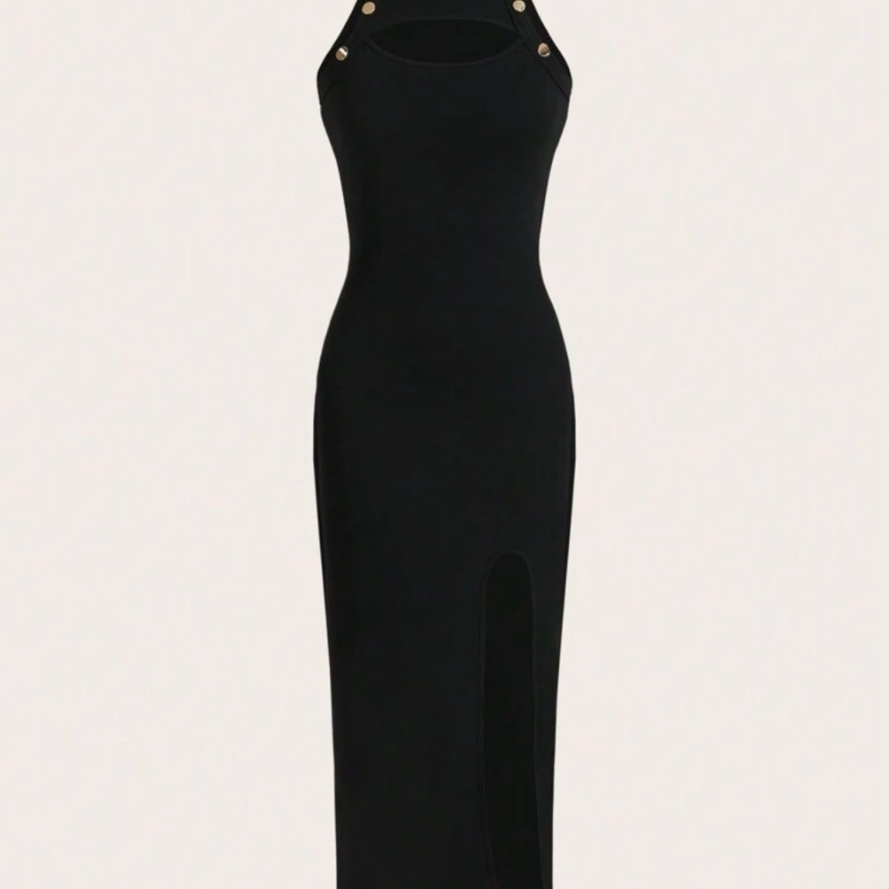 Elegant Black Cut-Out Dress size XL NEW - Picture 2 of 5